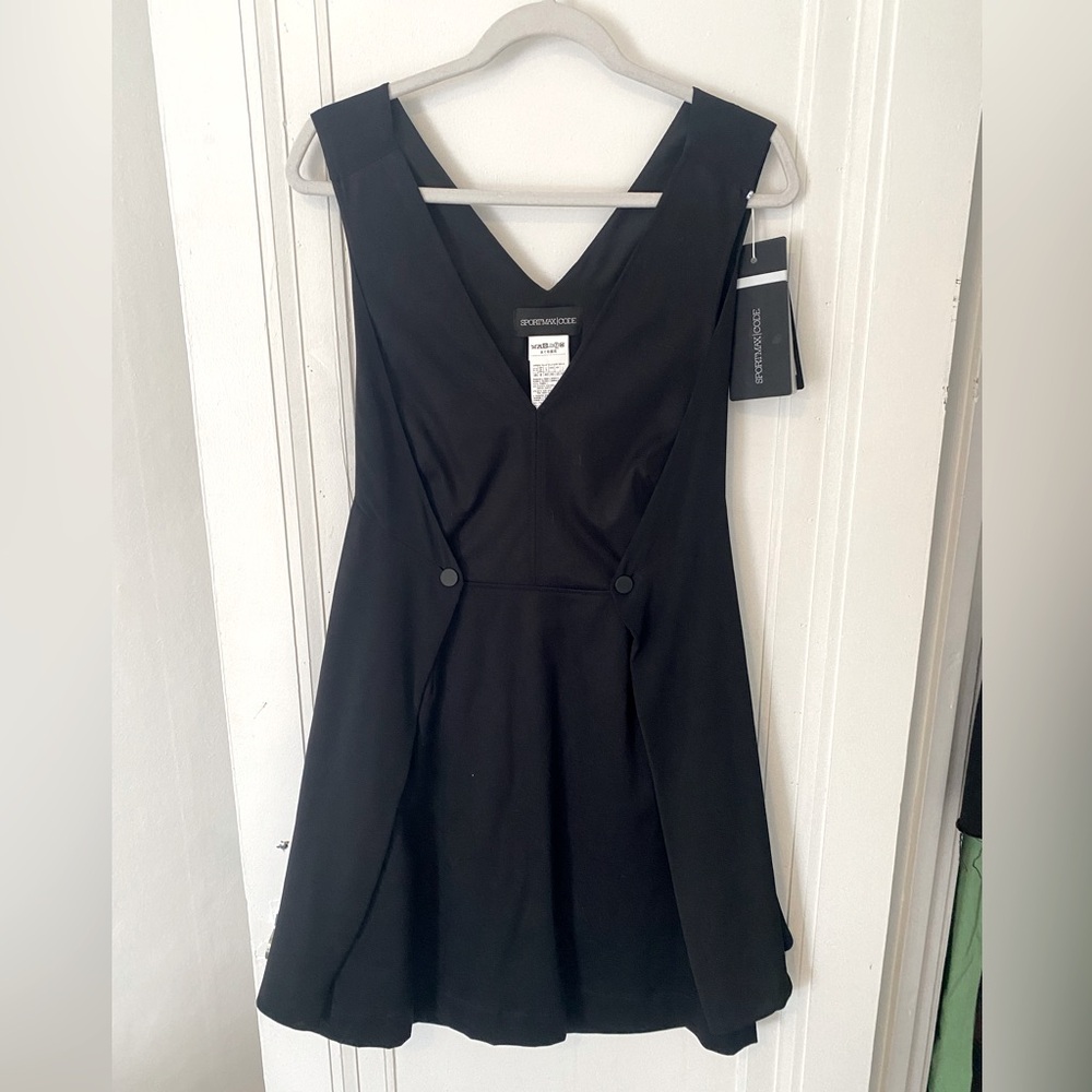 Sportmax Black V-Neck Sleeveless A-Line Dress